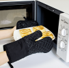 Kitchen Oven Gloves, Silicone and Cotton Double-Layer Heat Resistant Oven Mitts/BBQ Gloves - Black 1