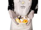 Kitchen Oven Gloves, Silicone and Cotton Double-Layer Heat Resistant Oven Mitts/BBQ Gloves - Black 1