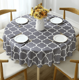 Tablecloth For Round Tables Waterproof Satin Resistant Washable Dining Table Protector - 120*120cm - gray