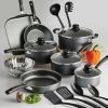 18-Piece Nonstick Cookware Set; Steel Gray - Gray