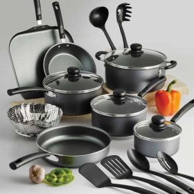 18-Piece Nonstick Cookware Set; Steel Gray - Gray