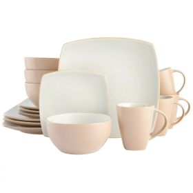 Square Stoneware 16 Piece Dinnerware Set - Sand