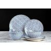 Dinnerware Black & White Dot Stoneware, 12 Piece Set - Blue