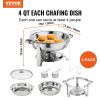 VEVOR 2-Pack Round Chafing Dish Set with Full-Size 4Qt Pan Glass Lid Fuel Holder - Default