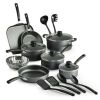 18-Piece Nonstick Cookware Set; Steel Gray - Gray