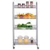 4-Tier Gap Kitchen Slim Slide Out Storage Tower Rack with Wheels, Cupboard with Casters - Silver - Silver
