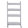 4-Tier Gap Kitchen Slim Slide Out Storage Tower Rack with Wheels, Cupboard with Casters - Silver - Silver