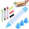 Food Writing Decorating Pen, Nozzle Tool Squeeze Cream Chocolate Cupcakes Piping Icing Cake Dessert Pen Baking Gun - Blue