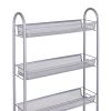 4-Tier Gap Kitchen Slim Slide Out Storage Tower Rack with Wheels, Cupboard with Casters - Silver - Silver