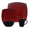 Square Stoneware 16 Piece Dinnerware Set - Red