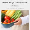 Small Kitchen Double Drain Basket Bowl Washing Storage Basket Strainers Bowls Drainer Vegetable Cleaning Tool - Blue  yellow Small