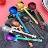 4Pcs Metal Guitar Spoon Flatware Set 18/10 Stainless Steel Guitar Spoons Creative Milk Coffee Spoon Ice Cream Candy Teaspoon - Golden 4 Pcs